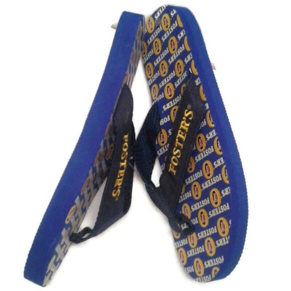 Fosters Medium 9-10 Logo Blue Flip Flops Rubber Sole Summer Footwear Men NEW - Picture 6 of 8